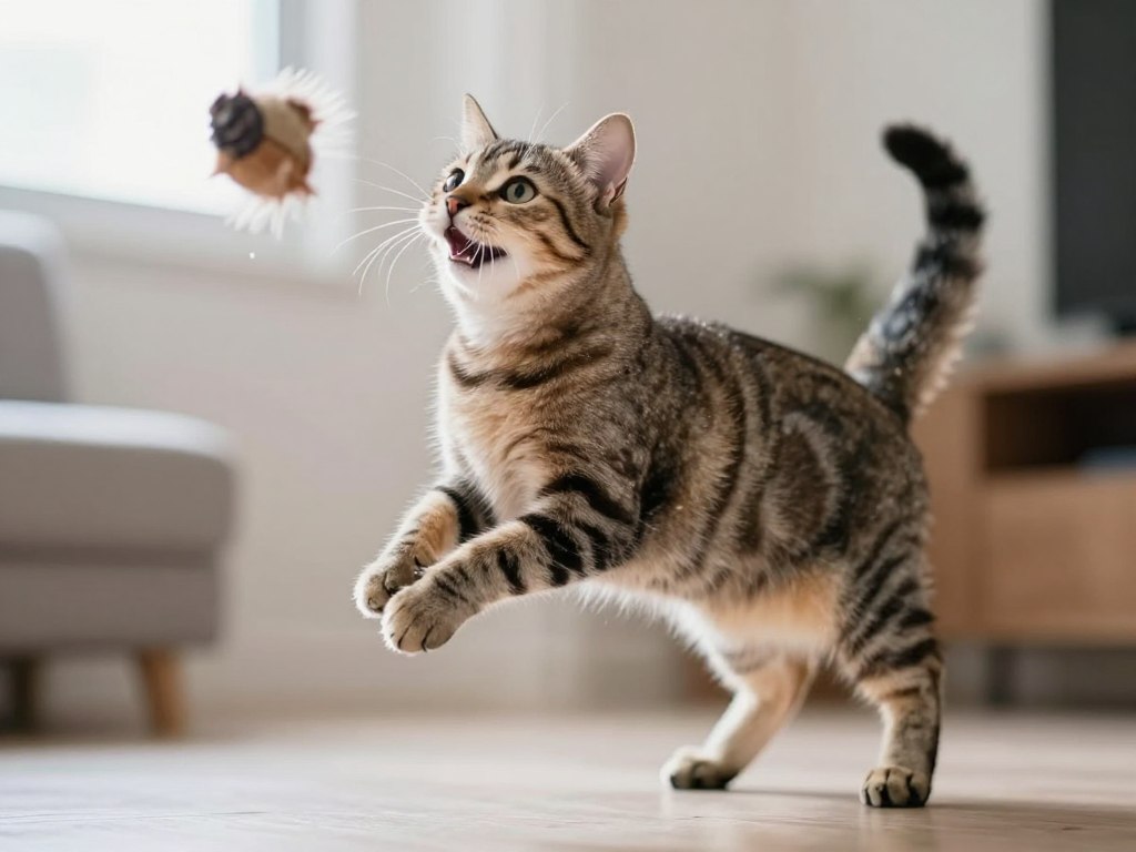 American Bobtail engaged in active play