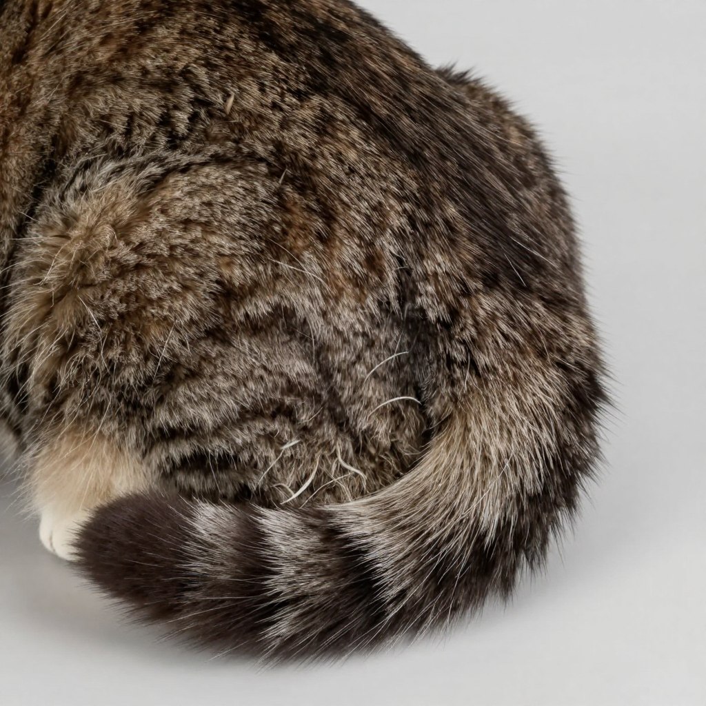 Close-up detail of American Bobtail distinctive short tail
