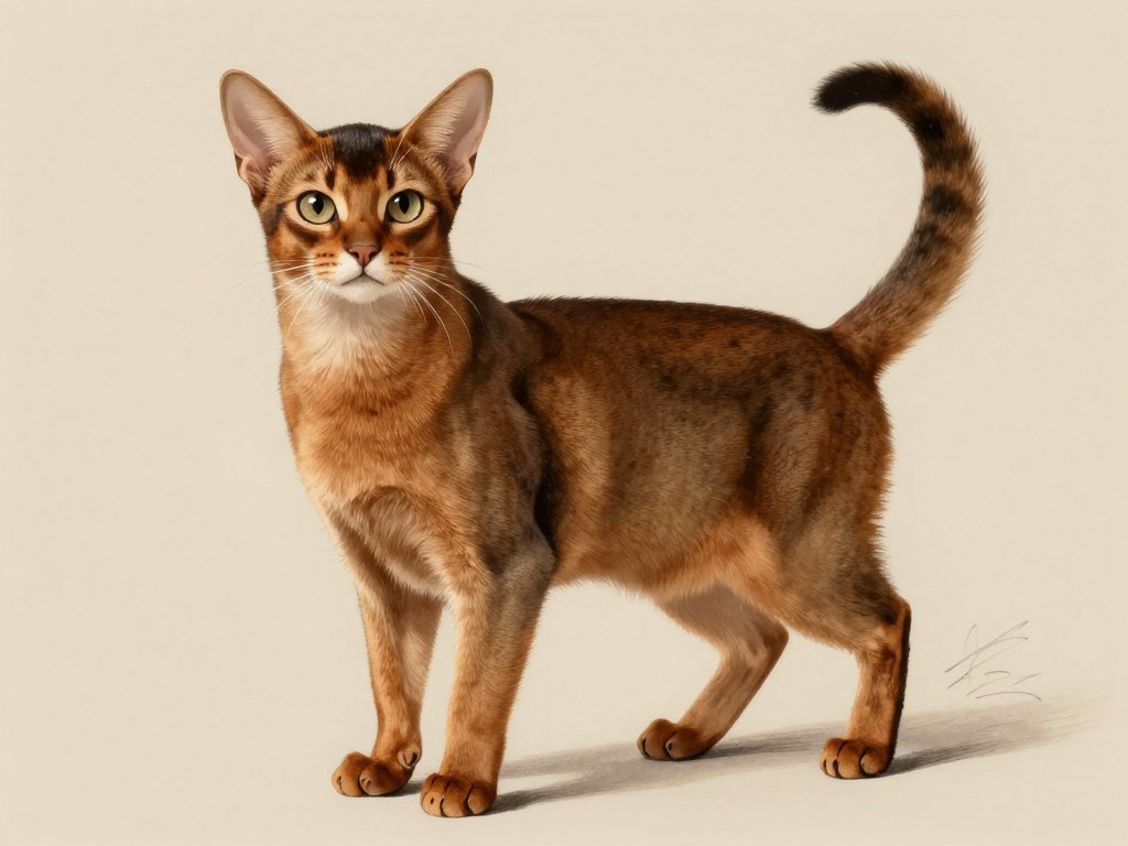 Historical illustration showing early Abyssinian cat breed characteristics