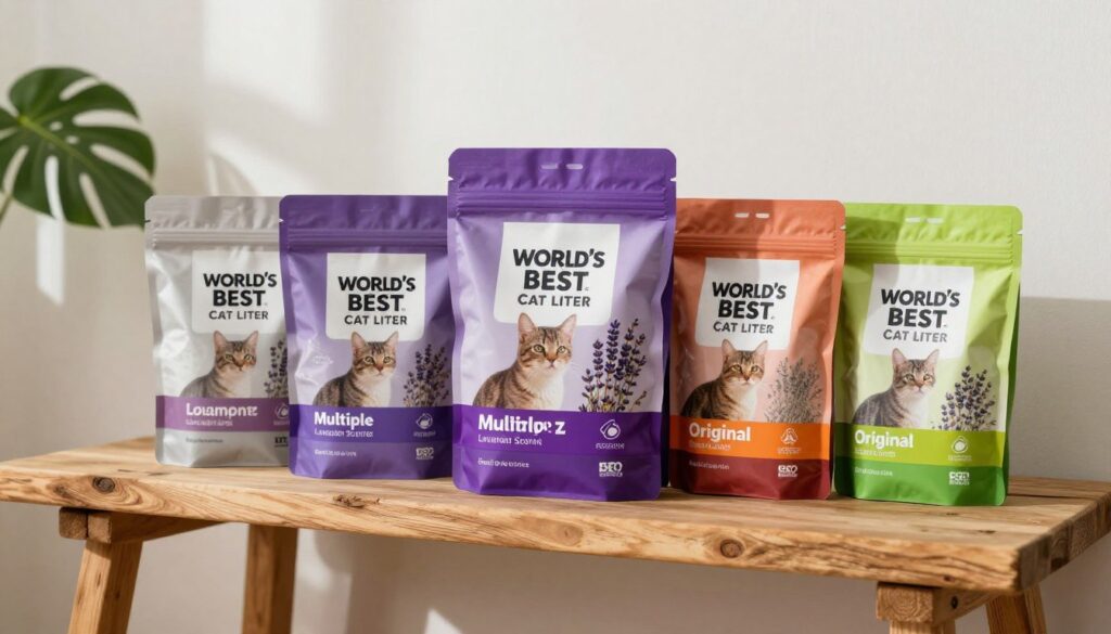 World's Best Cat Litter product range display