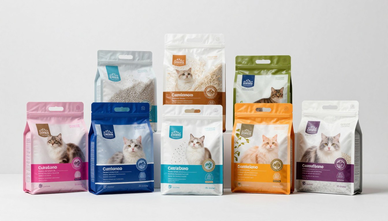best cat litter companies comparison display showing various premium cat litter products