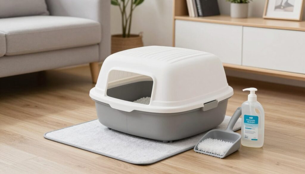 clean well-maintained litter box setup