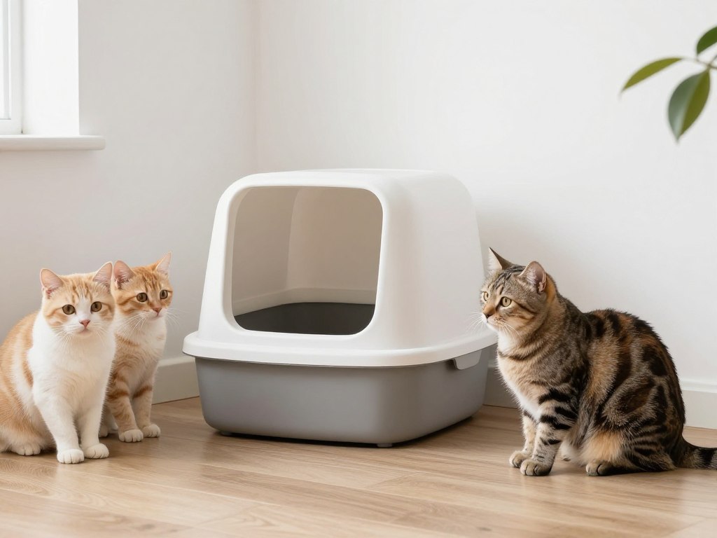 multiple cats sharing large litter box