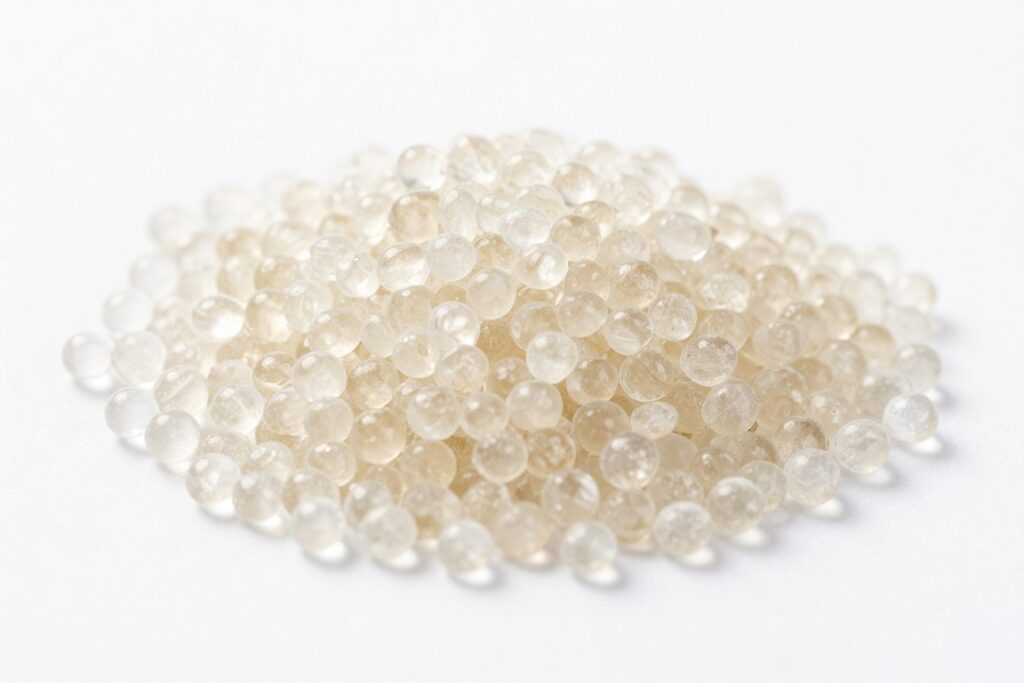 silica crystal cat litter close-up showing transparent gel beads